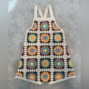 Zara Crochet Granny Square Shorts Overalls | Size 3 | NWT